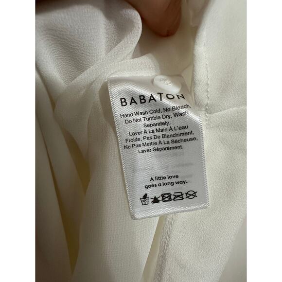Babaton women's white long sleeve mini shift neck tie dress size Small - Picture 4 of 6